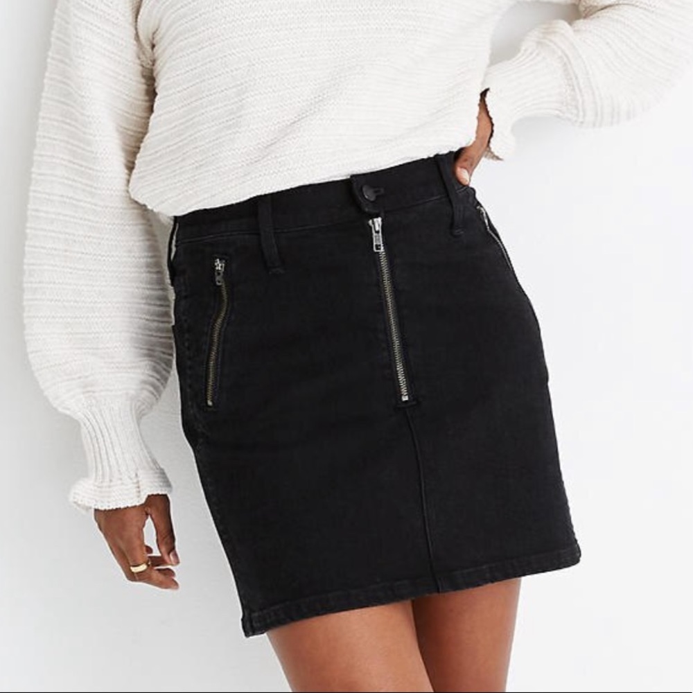 Madewell Stretch Denim Black Mini Skirt